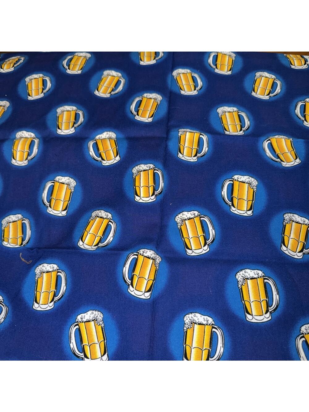 MICHAEL MILLER Fabrics Blue Yellow Beer White Mugs Mug Shots 1/2 Yard CUT CX3497